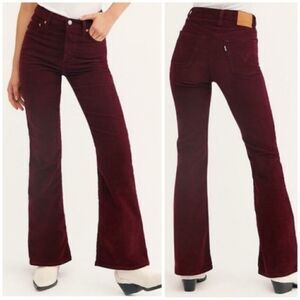Levi's Ribcage Boot Cut Pants Jeans in Malbec Cord Corduroy